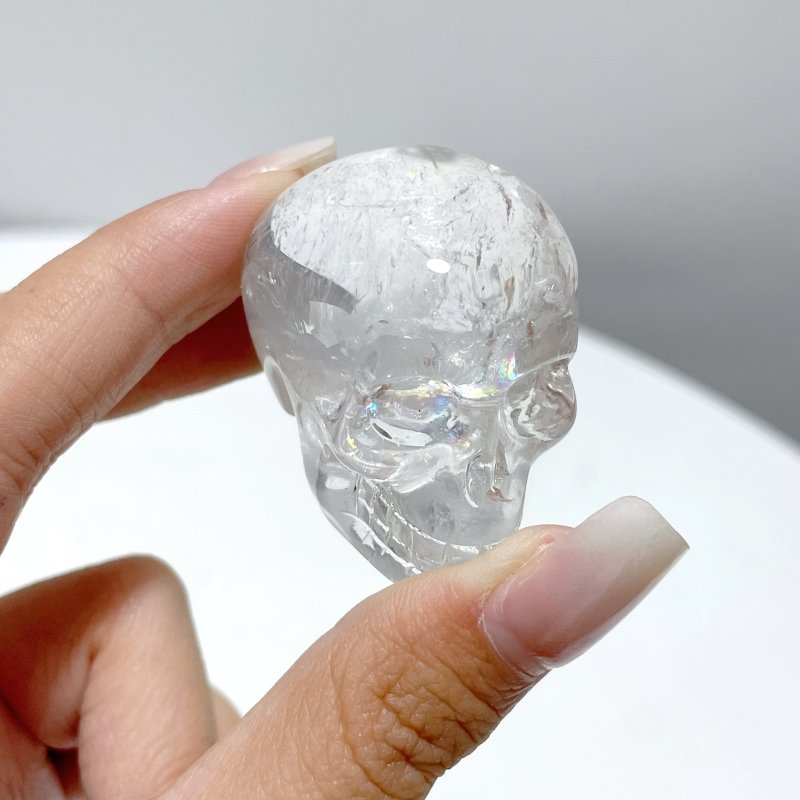 7 Pieces Clear Quartz Skull Carving Closeout - Wholesale Crystals