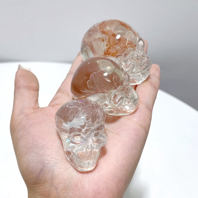 7 Pieces Clear Quartz Skull Carving Closeout - Wholesale Crystals