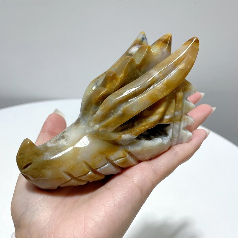 7 Pieces Colorful Ocean Jasper Dragon Head Carving - Wholesale Crystals