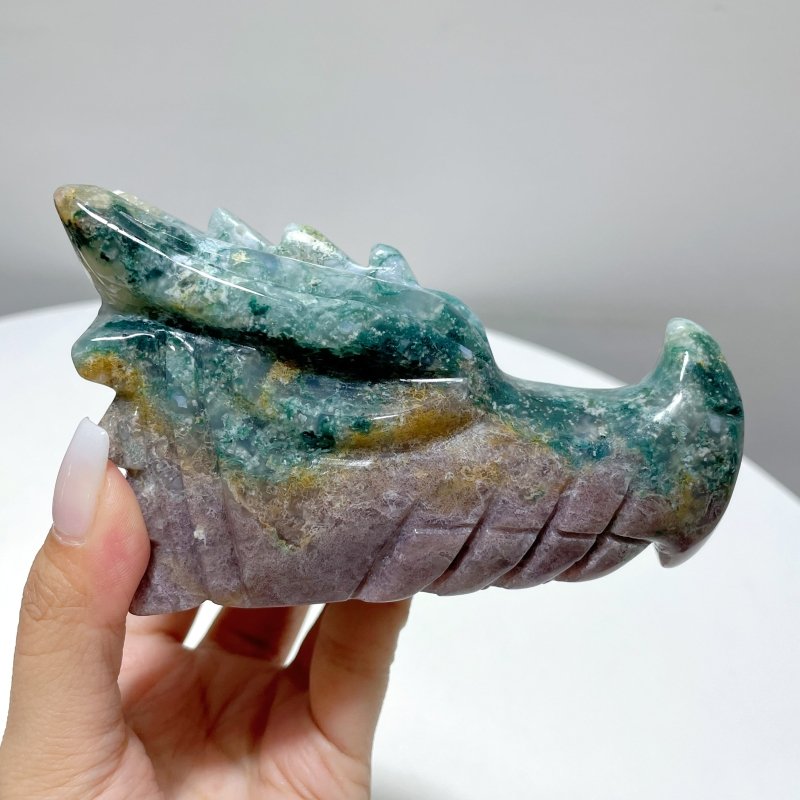 7 Pieces Colorful Ocean Jasper Dragon Head Carving - Wholesale Crystals