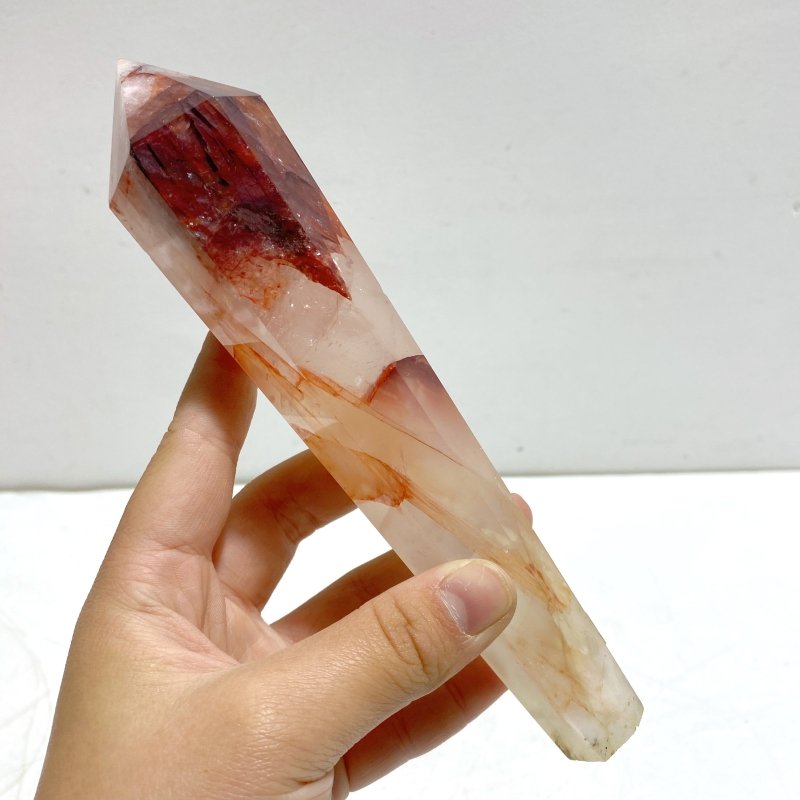 7 Pieces Fire Quartz Point Magic Scepter Wand With Stand - Wholesale Crystals