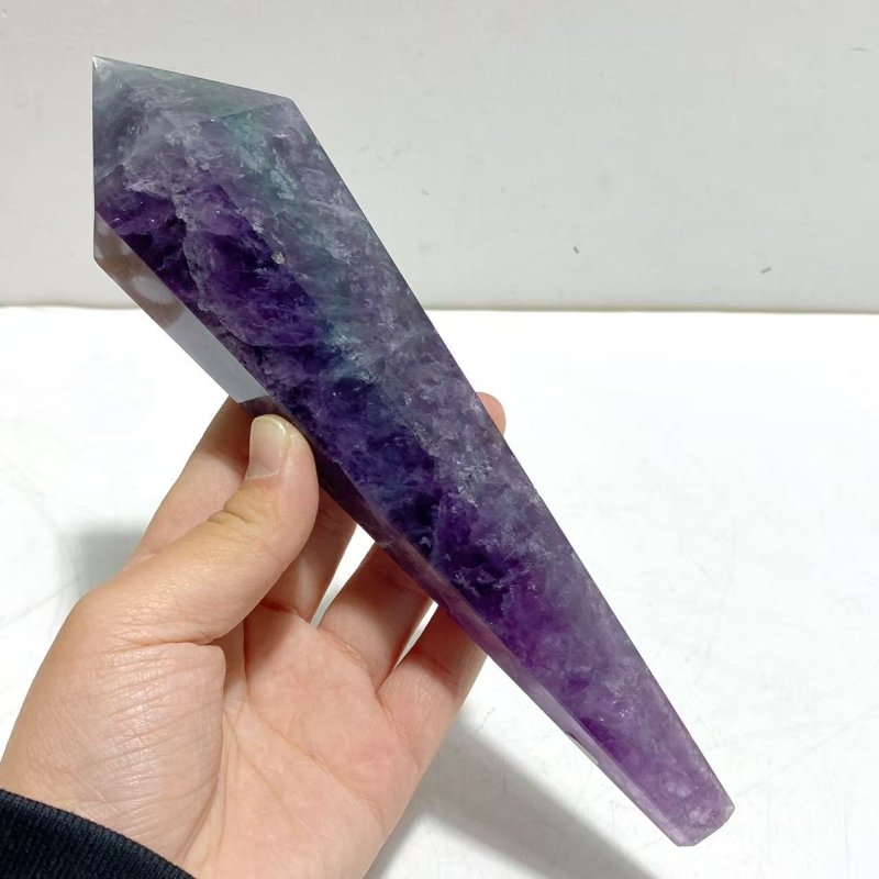 7 Pieces Fluorite Point Magic Scepter Wand With Stand - Wholesale Crystals