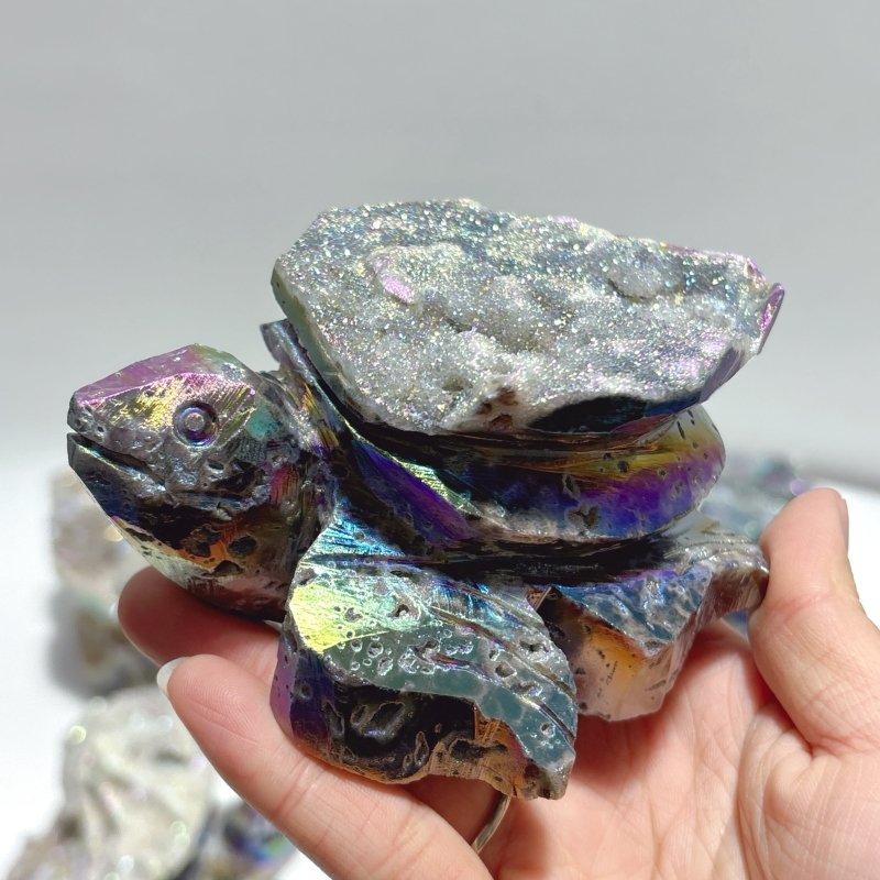 7 Pieces Geode Aura Sphalerite Sea Turtles Carving - Wholesale Crystals