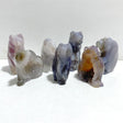 7 Pieces Geode Druzy Agate Bear Carving - Wholesale Crystals