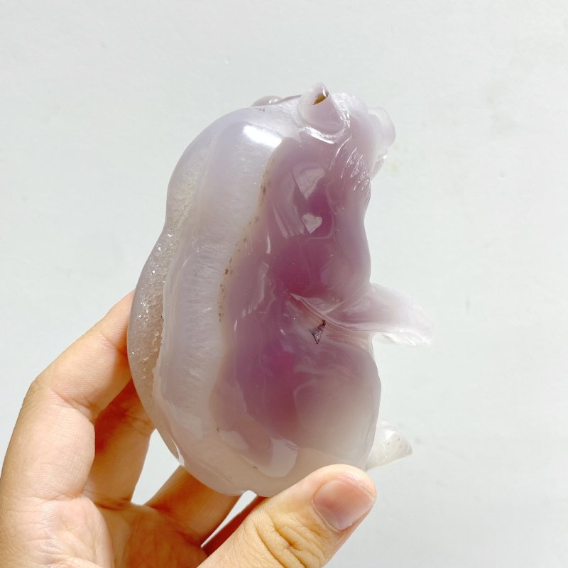 7 Pieces Geode Druzy Agate Bear Carving - Wholesale Crystals