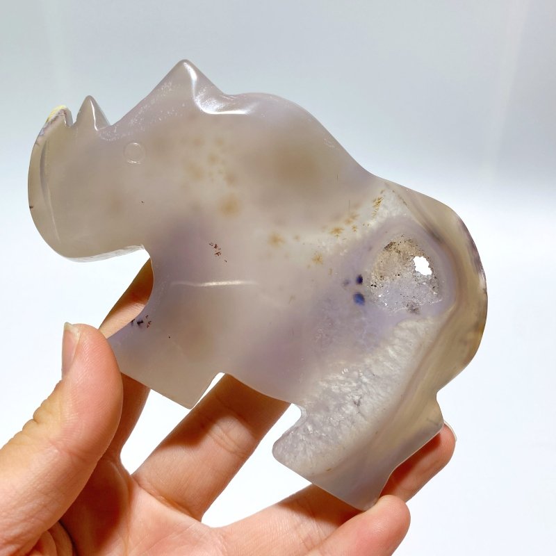 7 Pieces Geode Druzy Agate Rhino Carving - Wholesale Crystals