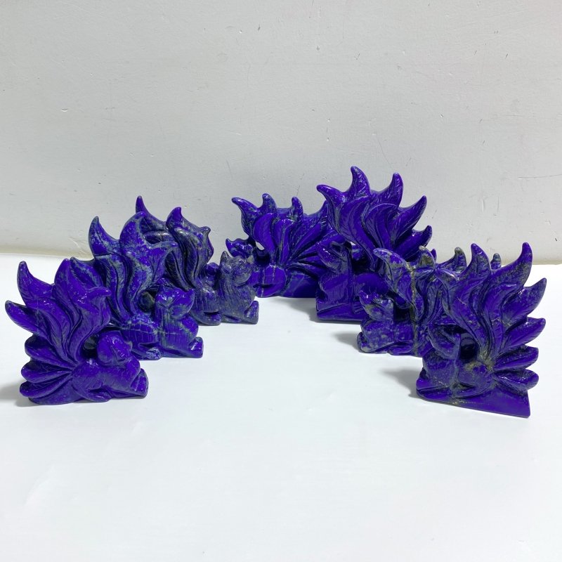 7 Pieces Lapis Lazuli Nine-tailed Fox Carving -Wholesale Crystals