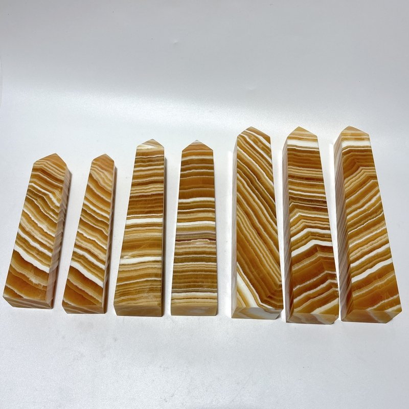 7 Pieces Large Beautiful Yellow Calcite Stripe Tower -Wholesale Crystals