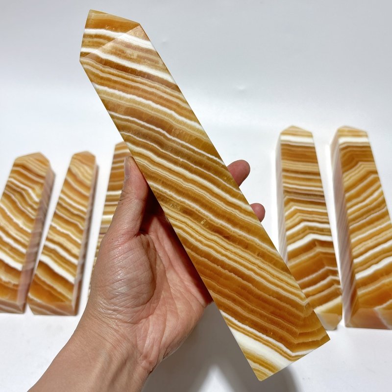 7 Pieces Large Beautiful Yellow Calcite Stripe Tower -Wholesale Crystals