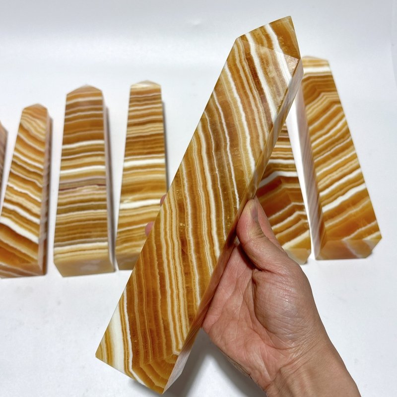 7 Pieces Large Beautiful Yellow Calcite Stripe Tower -Wholesale Crystals