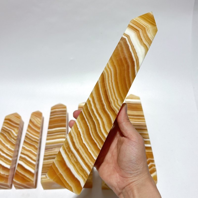 7 Pieces Large Beautiful Yellow Calcite Stripe Tower -Wholesale Crystals