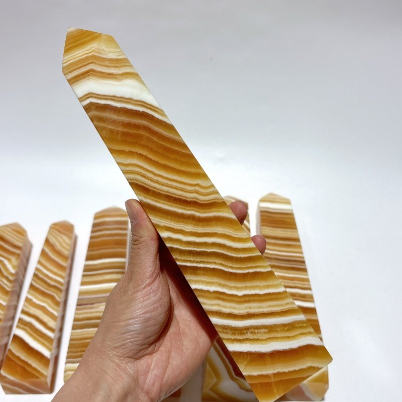 7 Pieces Large Beautiful Yellow Calcite Stripe Tower -Wholesale Crystals