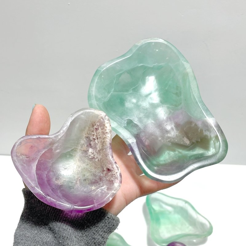 7 Pieces Large Colorful Fluorite Bowl Home Decor Carving - Wholesale Crystals