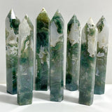 7 Pieces Large Green Moss Agate Points -Wholesale Crystals
