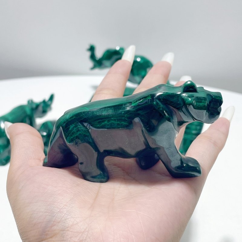 7 Pieces Malachite Animals Carving - Wholesale Crystals