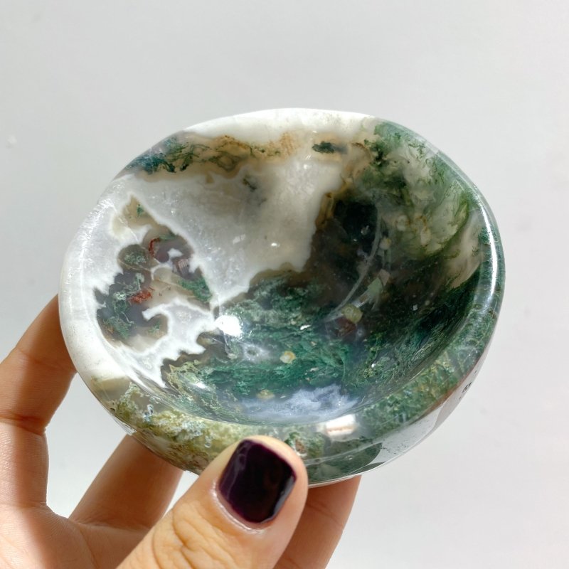 7 Pieces Moss Agate Bowl Carving - Wholesale Crystals