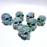 7 Pieces Moss Agate Skull Carving - Wholesale Crystals