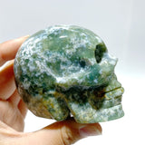 7 Pieces Moss Agate Skull Carving - Wholesale Crystals