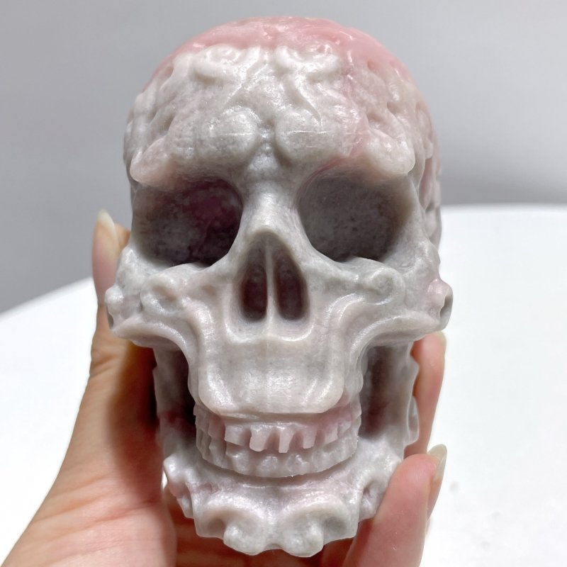 7 Pieces Pink Opal Skull Carving - Wholesale Crystals