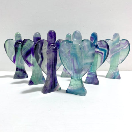 7 Pieces Rainbow Fluorite Angel Carving - Wholesale Crystals