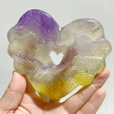 7 Pieces Rainbow Fluorite Heart Carving With Stand -Wholesale Crystals