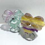 7 Pieces Rainbow Fluorite Heart Carving With Stand -Wholesale Crystals