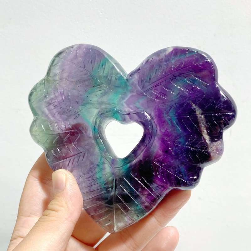 7 Pieces Rainbow Fluorite Heart With Stand -Wholesale Crystals