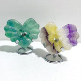 7 Pieces Rainbow Fluorite Heart With Stand -Wholesale Crystals