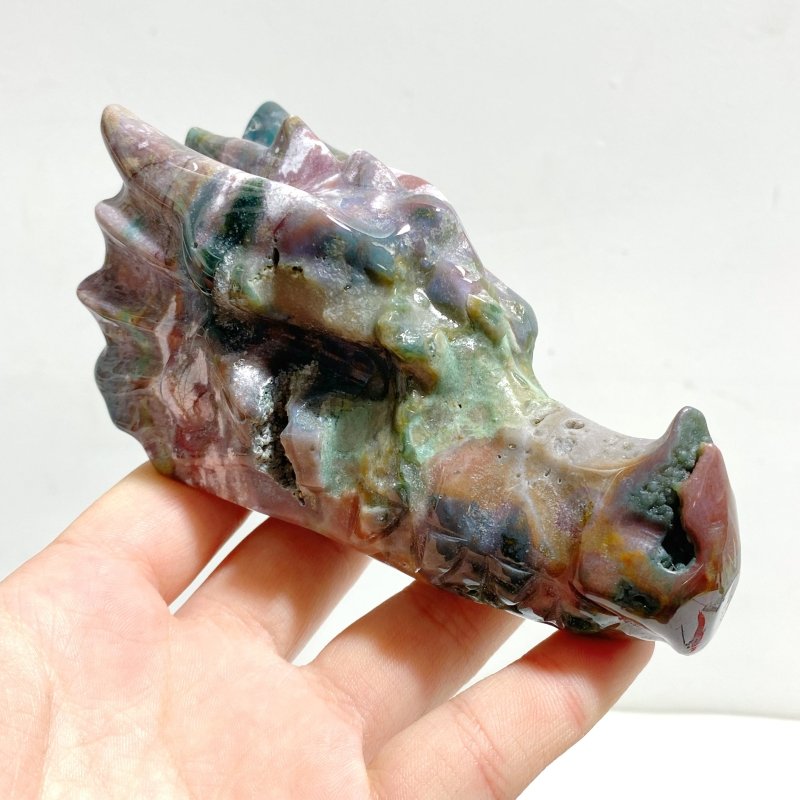 7 Pieces Unique Ocean Jasper Dragon Head Carving - Wholesale Crystals