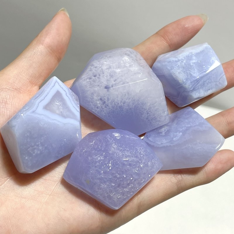 70 Pieces Polished Blue Chalcedony Free Form - Wholesale Crystals