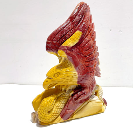Unique Mookaite Eagle&Snake Carving