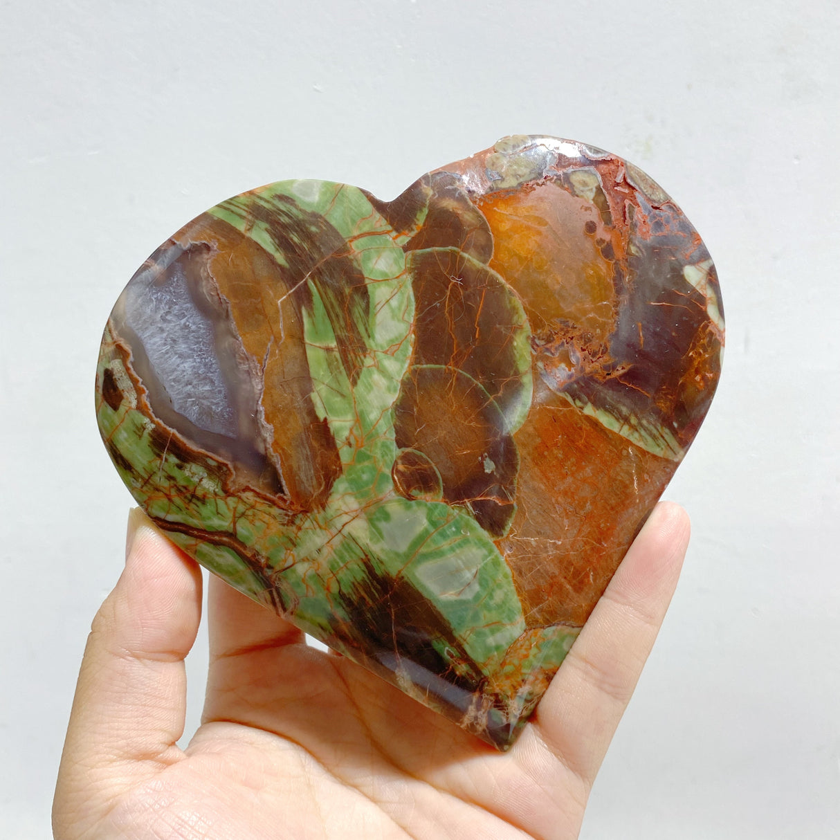 8 Pieces Large Money Agate Heart With Stand