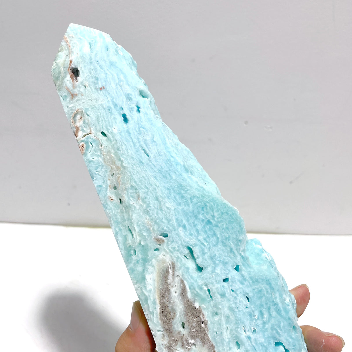 5 Pieces Large Blue Hemimorphite Four-Sided Tower Raw Side
