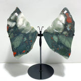 2 Pairs Africa Blood Stone Butterfly Wing Carving With Stand