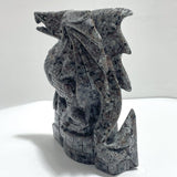 7.1in Unique Yooperlite Flying Dragon With Castle Carving (UV - Reactive) - Wholesale Crystals