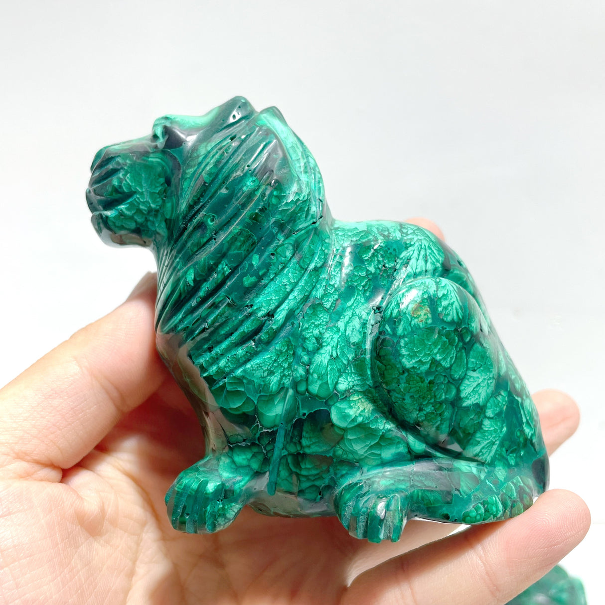 4 Pieces Malachite Lion Carving