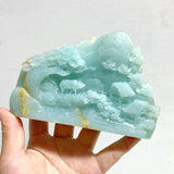 2 Pieces Beautiful Caribbean Calcite Landscape Pavilion Carving #10