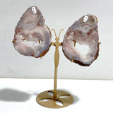 Geode Pink Amethyst Slab Butterfly Wing Carving With Stand