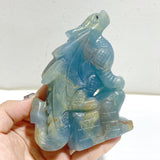 3 Pieces Blue Onyx Flying Dragon Castle Carving(Defect)
