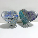 4 Pieces Large Labradorite Heart With Stand