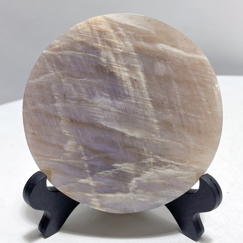 8 Pieces Blue Moonstone Round Plate Home Decoration With Plastic Base - Wholesale Crystals