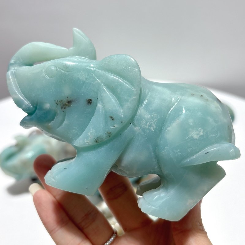 8 Pieces Caribbean Calcite Elephant Carving - Wholesale Crystals