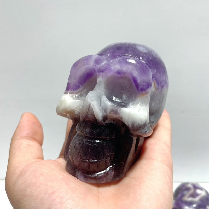 8 Pieces Chevron Amethyst Skull Carving - Wholesale Crystals