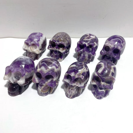 8 Pieces Chevron Amethyst Skull Carving - Wholesale Crystals
