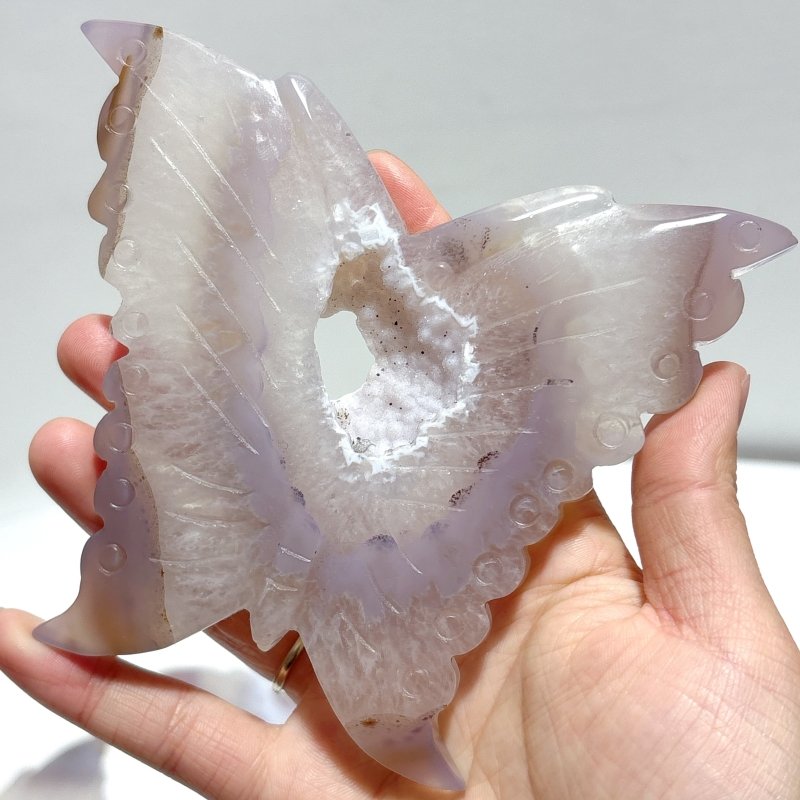 8 Pieces Geode Druzy Agate Butterfly Carving - Wholesale Crystals