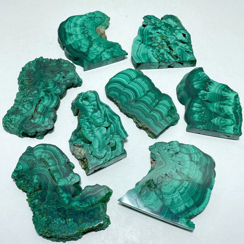 8 Pieces High Quality Polished Malachite Slab - Wholesale Crystals