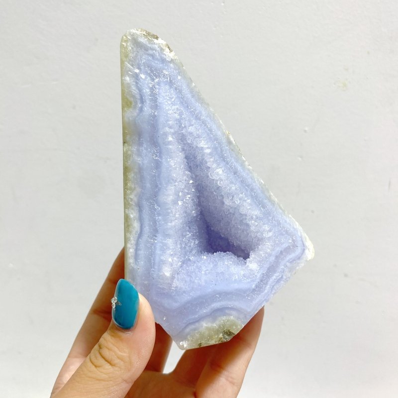 8 Pieces Large Blue Chalcedony Geode Druzy Free Form - Wholesale Crystals