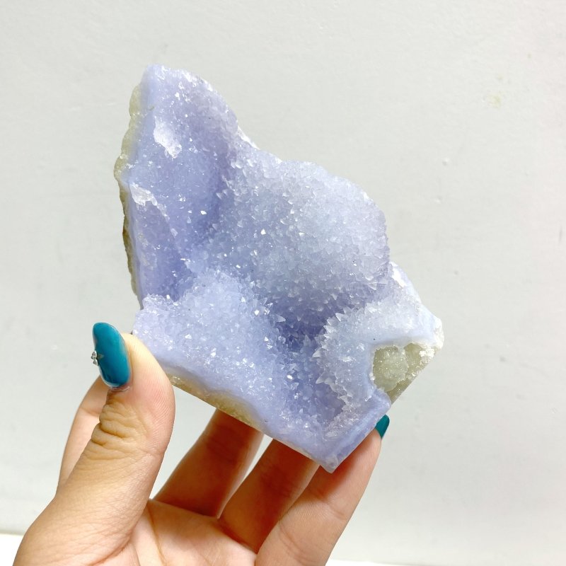 8 Pieces Large Blue Chalcedony Geode Druzy Free Form - Wholesale Crystals
