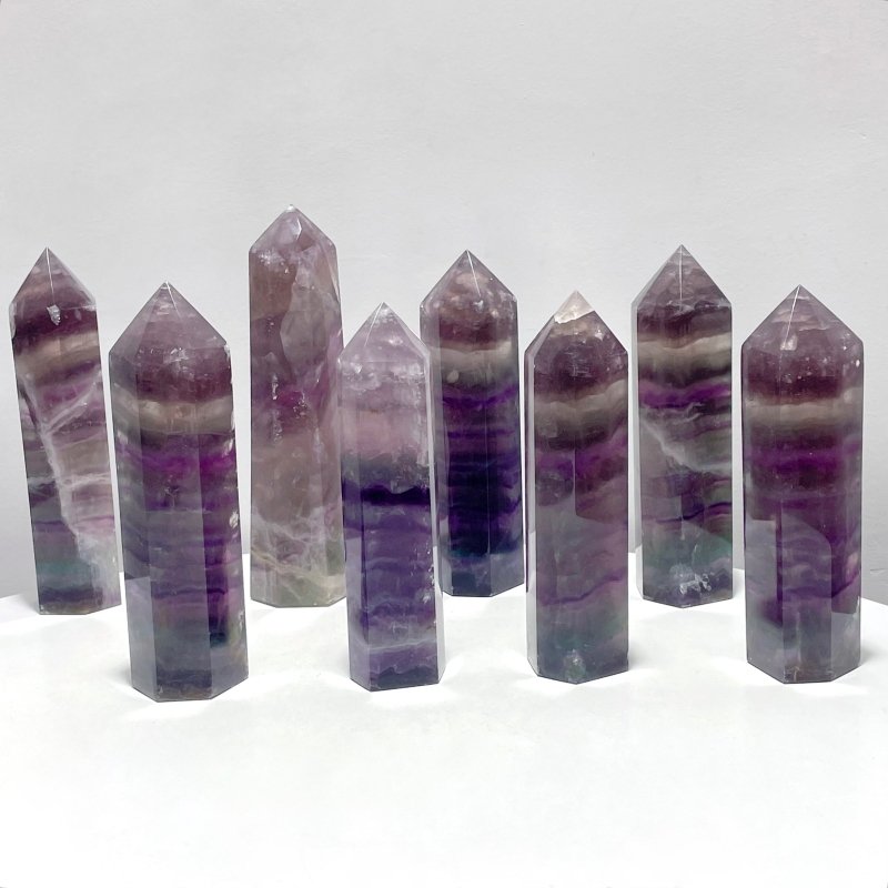 8 Pieces Large Colorful Fluorite Tower - Wholesale Crystals