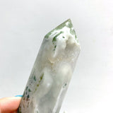 8 Pieces Large Geode White Moss Agate Point - Wholesale Crystals